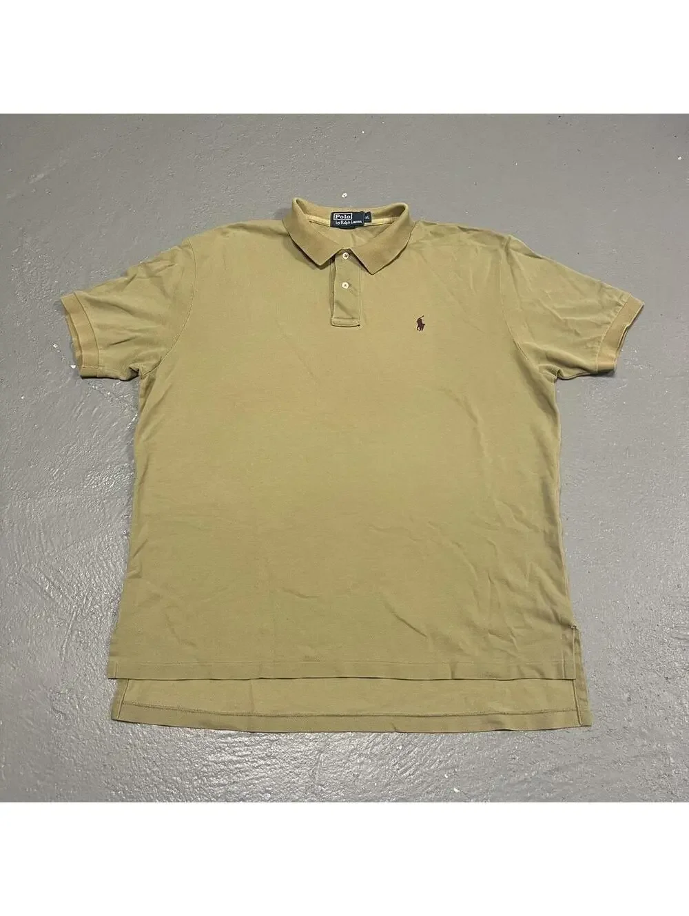 Vintage 90s Polo Ralph Lauren Khaki Green Red Pony Polo Shirt